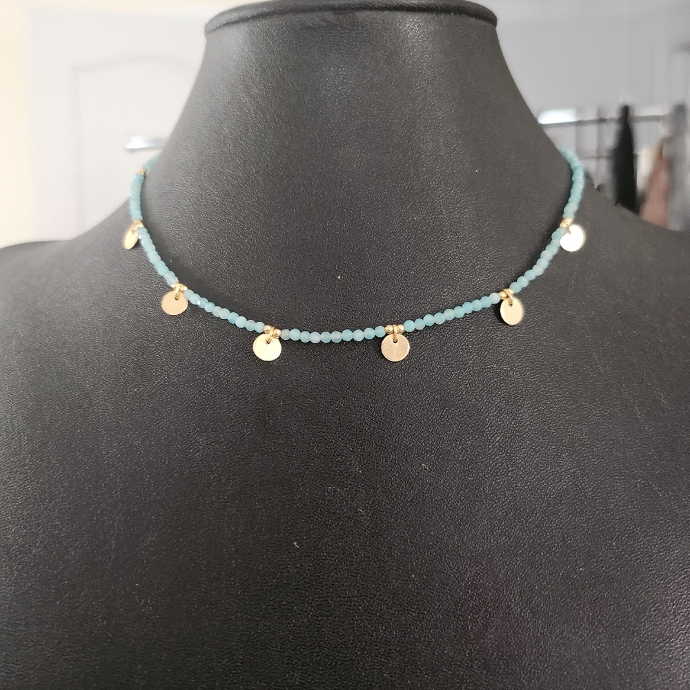 Carly Waters Gemstone Disk Choker turquoise stone